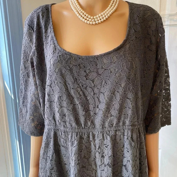 Swak Gray Harlow Nylon Lace Lined Midi Date Night Out Dress Women Plus Size 1X - Picture 6 of 7